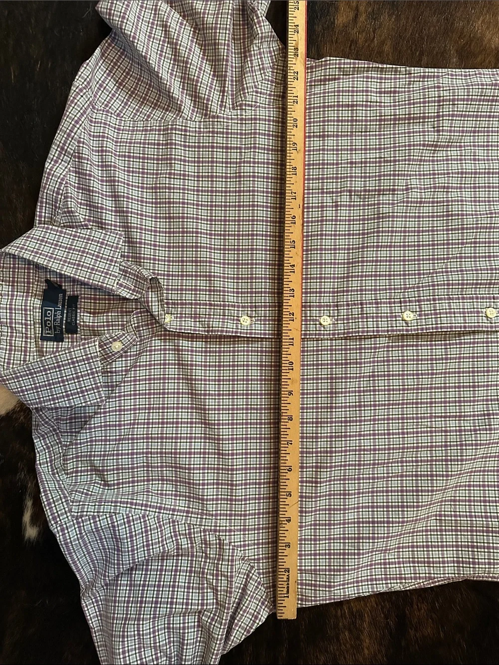Polo by Ralph Lauren Regent Classic Fit Shirt, Purple Green White Plaid Cotton